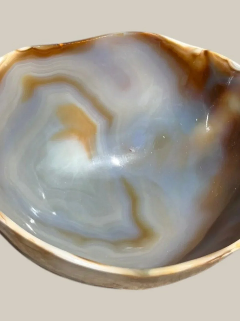 Vintage West Germany Banded Agate Stone Bowl 4.5